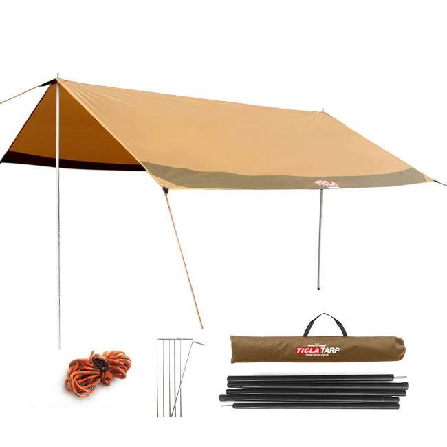 빈슨메시프 티클라 렉타 타프 풀구성 차박 캠핑 타프스크린 그늘막 300x300cm, 브라운