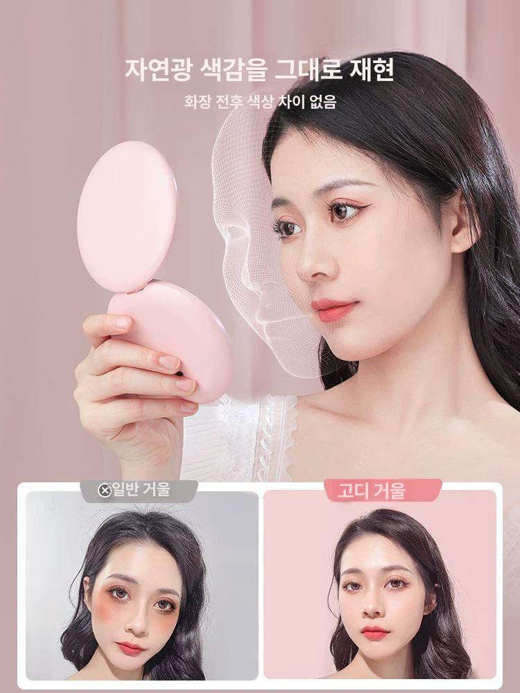 자외선카메라 차단확인 미러 촬영 필터 거울용 가변 LED 화장거울 핑크 충전형 거울 2배 - 상세 이미지 2