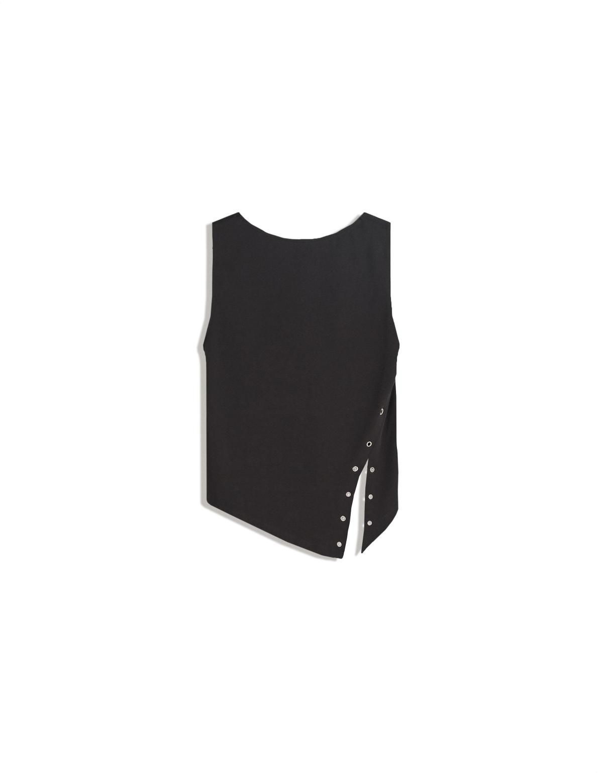 버쉬카 비대칭 스터드 민소매 티셔츠 7607/360 BLACK - 상품 이미지