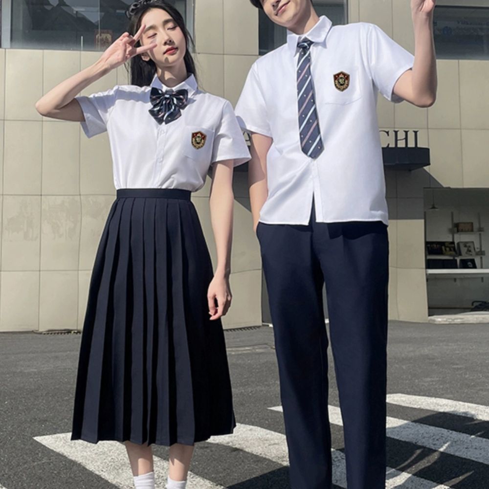 일본 교복 졸업사진옷 졸업사진 B. 여성용 흰색 긴팔 파란색 크라운 나비넥, A. 2XL - 상세 이미지 3