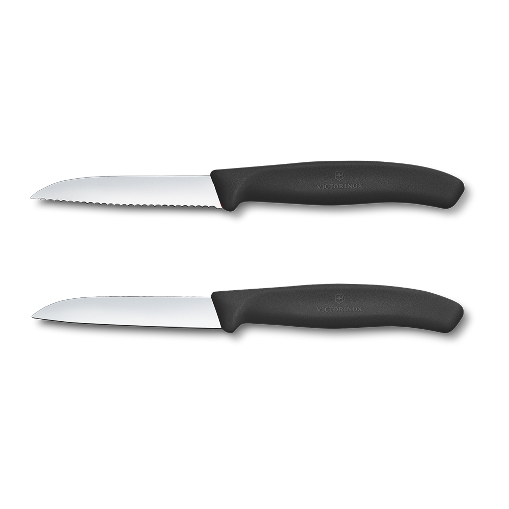 빅토리녹스 스위스 클래식 물결/일자 날 과도 2종 세트 8cm 블랙 6.7493.2 - 메인 이미지