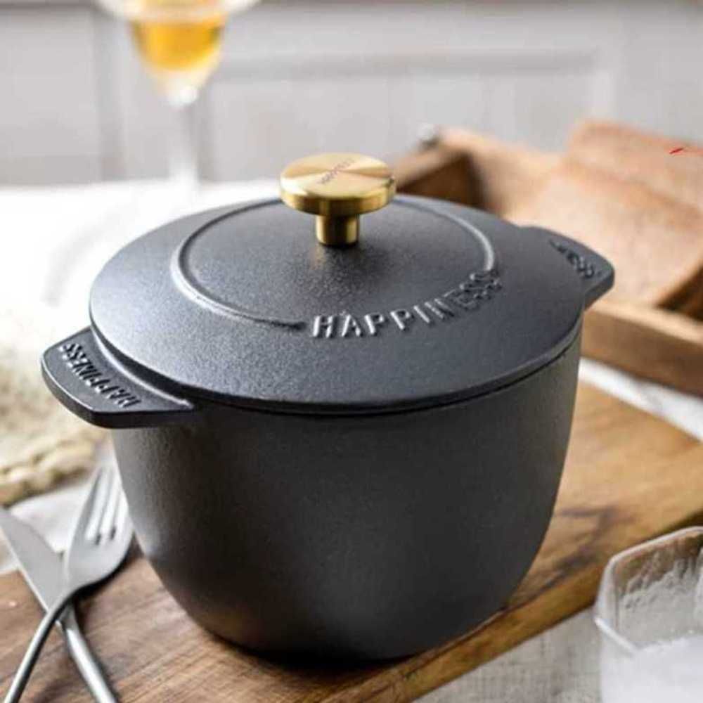 무쇠주물냄비 밀크팬 무쇠팬 두꺼운 소스팬 법랑 찜솥 플랫 A. 16cm 밥솥 플랫블랙 - 상품 이미지