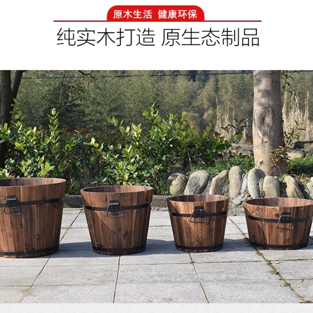 엔틱 원목 화분 앤 A. 탄산 색상 깊은 원 큰 직경 3932 높, A. 목재, A. 중간 이미지 6