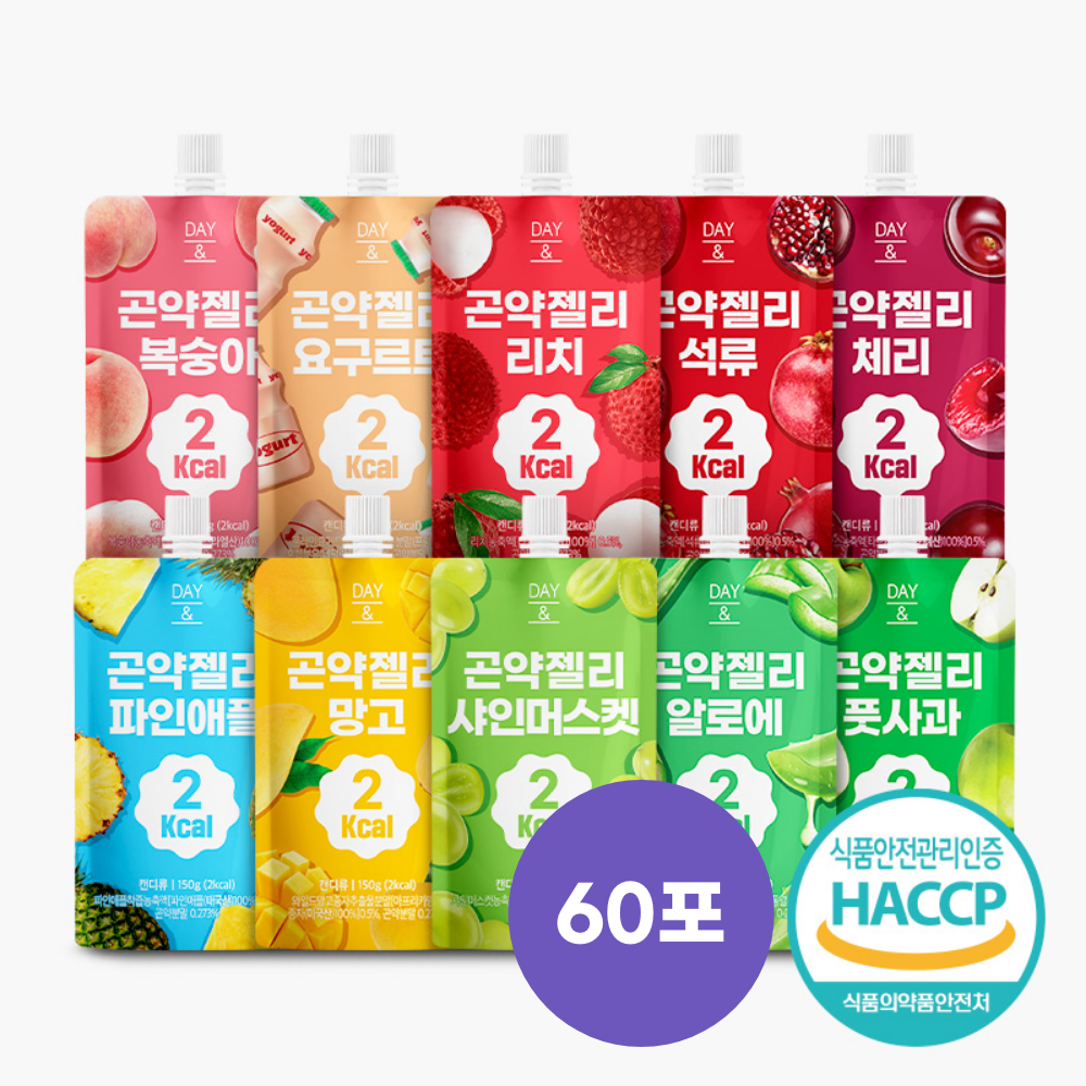 [유기농레몬즙2개 증정] 데이앤 애브리데이팩 곤약젤리 10가지맛 믹스, 150g, 60개