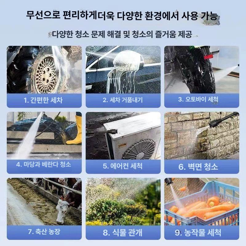 무선 세척기 고압 충전식 카쉬 워터건 세차 충전 휴대용 독일 4터보 2전기 1충전+플라스틱상자 - 상세 이미지 4