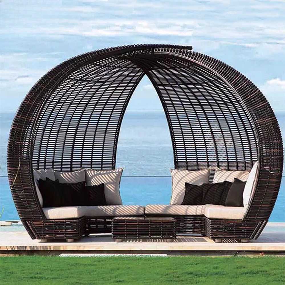라탄 야외 원형 소파 가든 테라스 인테리어 리조트 A형 220x150x150cm - 상세 이미지 3