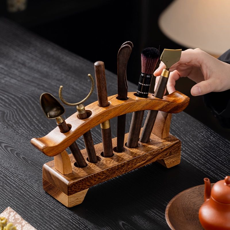 팬꽂이 다용도 만년필 거치대 책상 데스크 정리함 핸드폰 호두나무 다도 거치대 - 상세 이미지 2