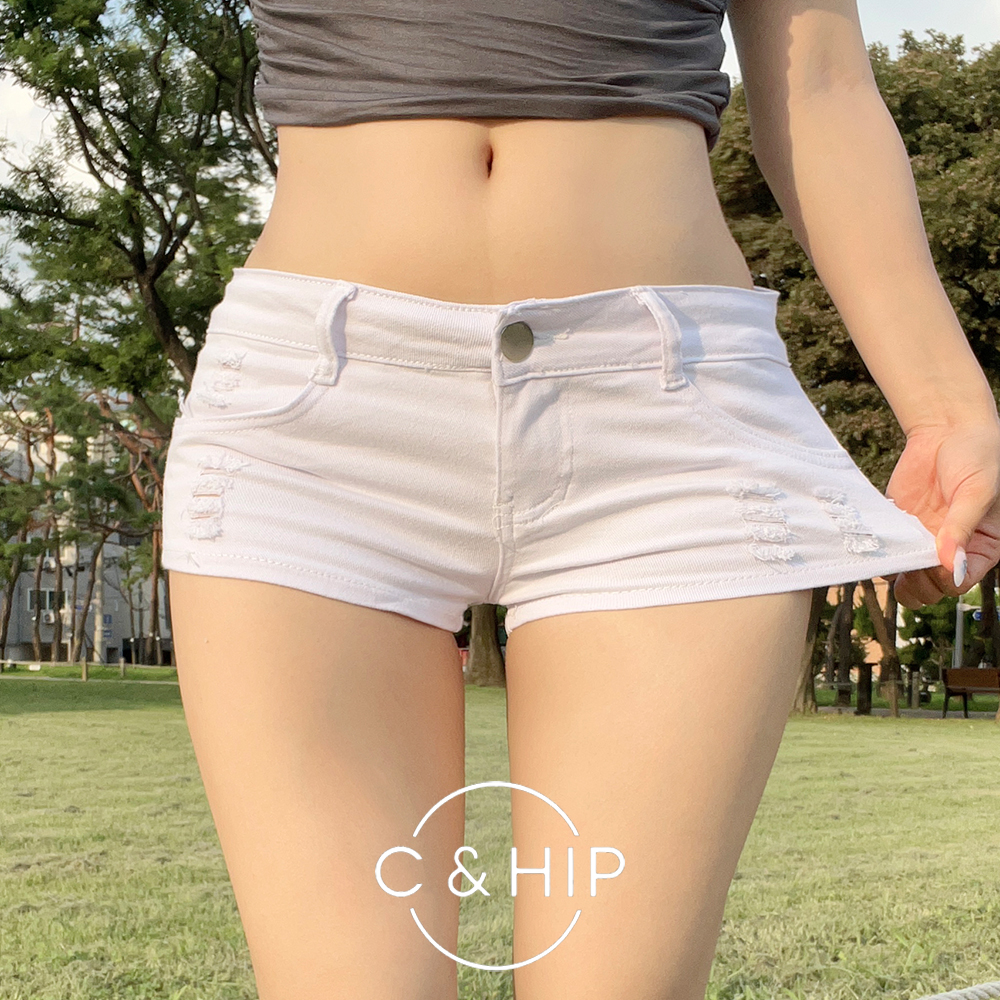 심플 기본 스판 로우 페스티벌 섹시 반바지 핫팬츠 숏팬츠 (화이트/블랙) - 메인 이미지