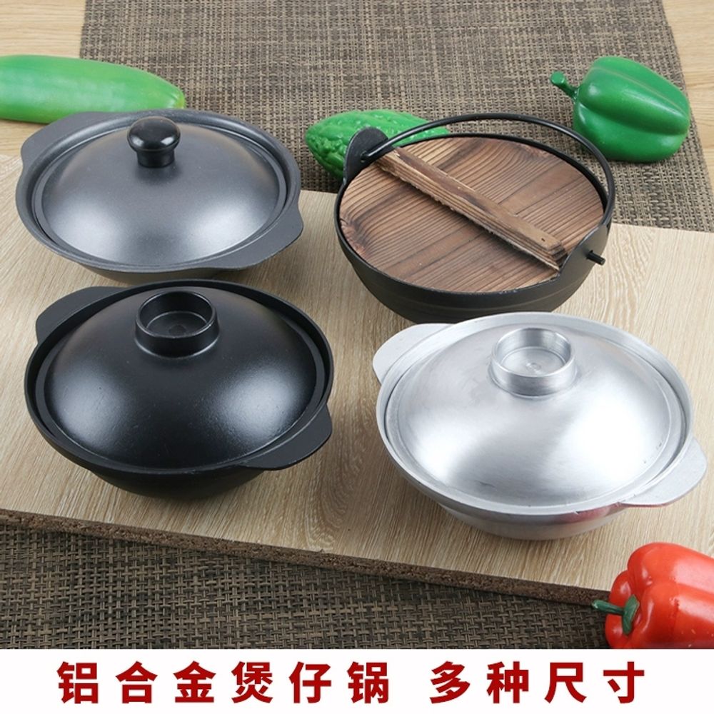 샤브냄비 나베 일본 주물 눈꽃솥 냄비 밀푀유 A. 뚜껑 없는 18cm 검정색 알루미늄 냄비 - 상세 이미지 3
