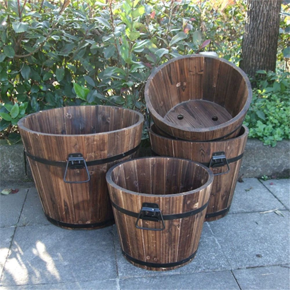 엔틱 원목 화분 앤 A. 탄산 색상 깊은 원 큰 직경 3932 높, A. 목재, A. 중간 - 상세 이미지 5