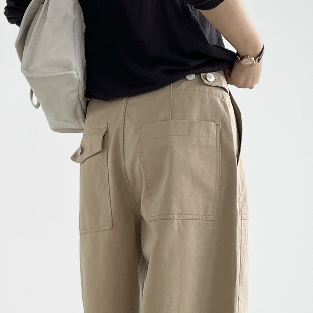 가을 통바지 여성 비조 와이드팬츠 여자 베이지 면바지 언밸비조포켓팬츠 - 상세 이미지 5