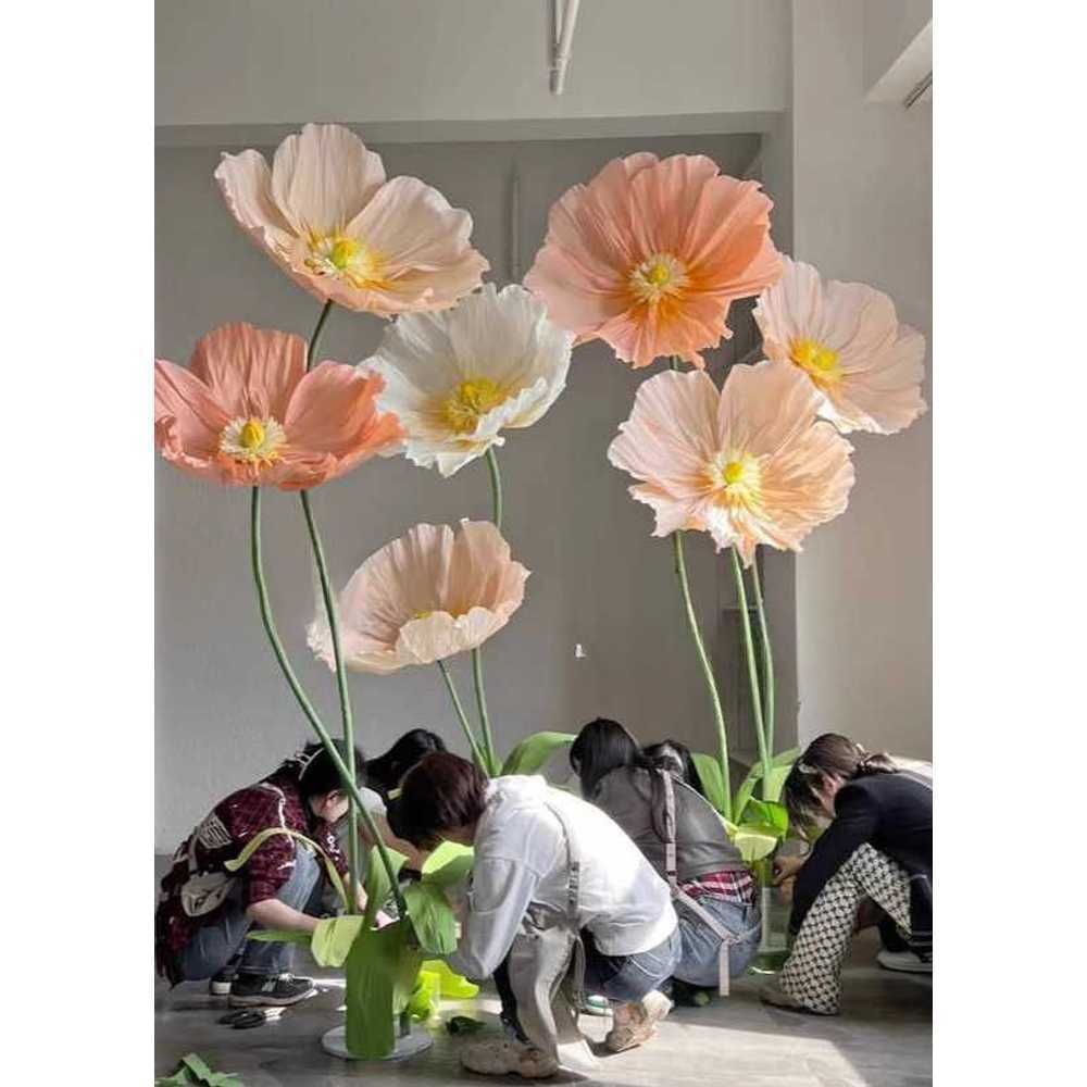 졸업식포토존 대형 자이언트플라워 세트 학교 축하 C. 양귀비 꽃 머리 흰색 빛의 꽃 코어 - 상품 이미지