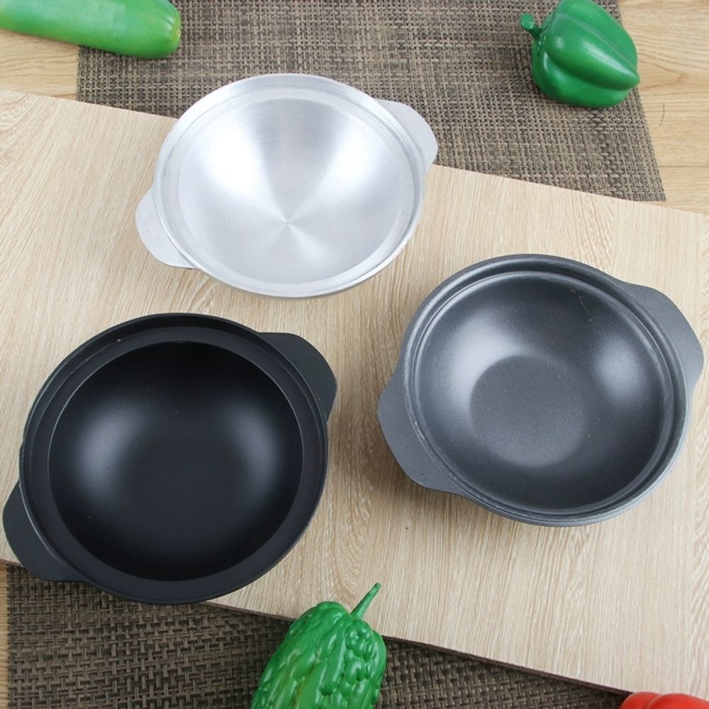 샤브냄비 나베 일본 주물 눈꽃솥 냄비 밀푀유 A. 뚜껑 없는 18cm 검정색 알루미늄 냄비 - 상세 이미지 2