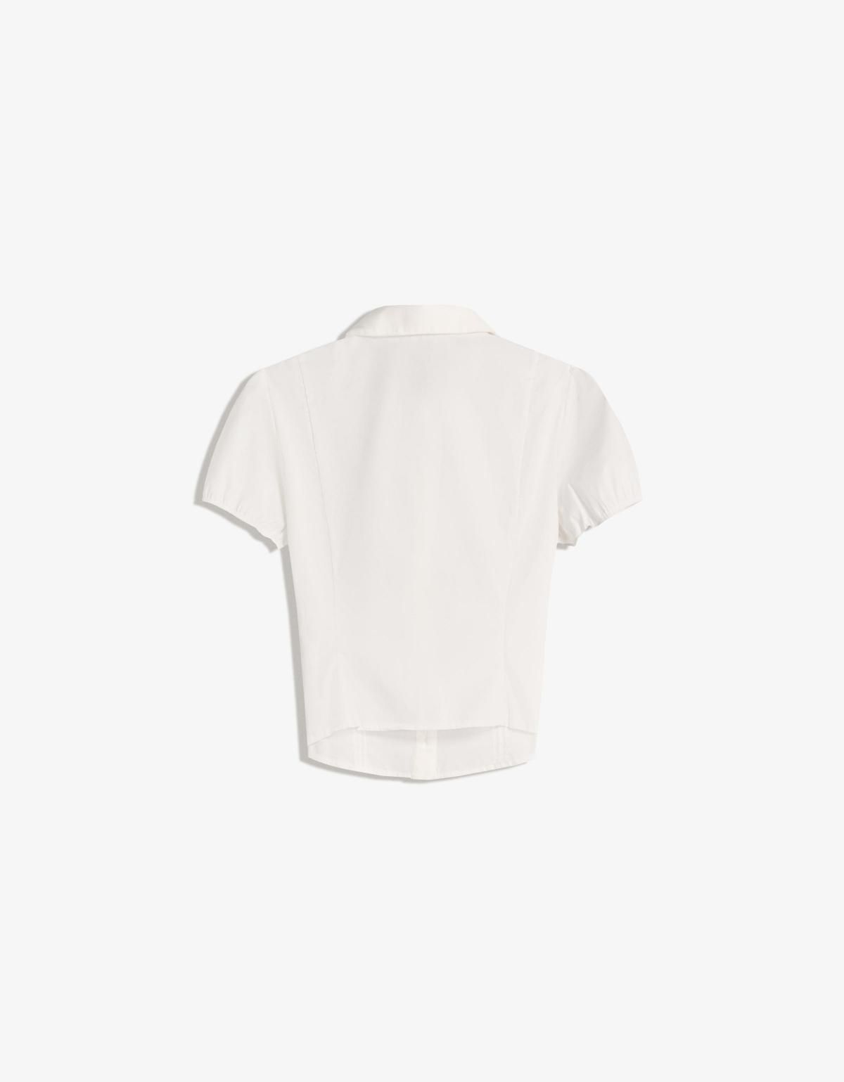 버쉬카 미니멀 크롭 반팔 셔츠 6268/008 WHITE - 상세 이미지 4