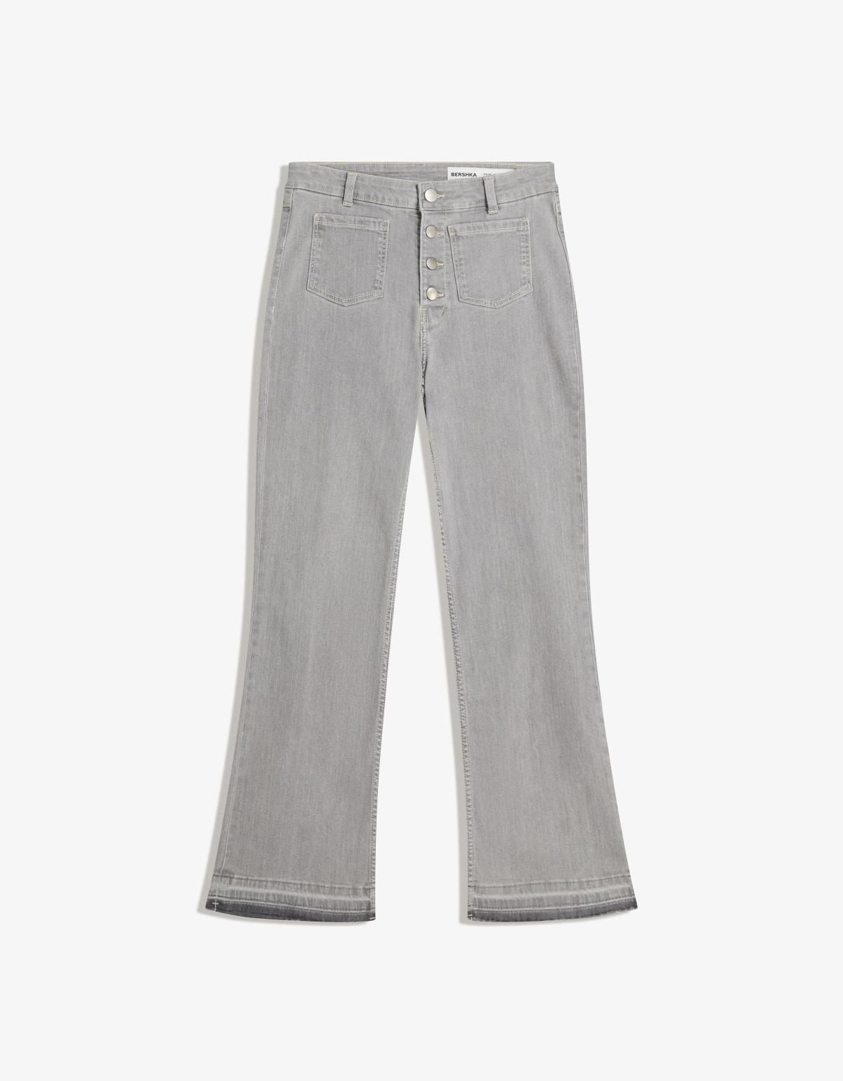 버쉬카 라이트그레이 크롭 부츠컷 데님 팬츠 5040/352 GREY - 메인 이미지
