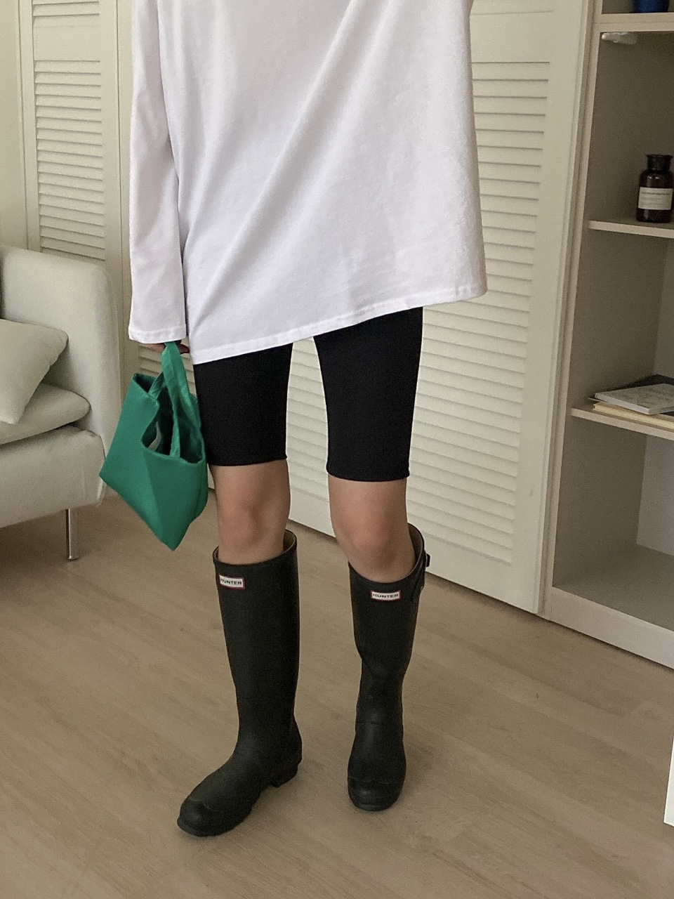 데일리 바이커 팬츠 여성 포리스판 베이직 4부 레깅스 - 상세 이미지 5