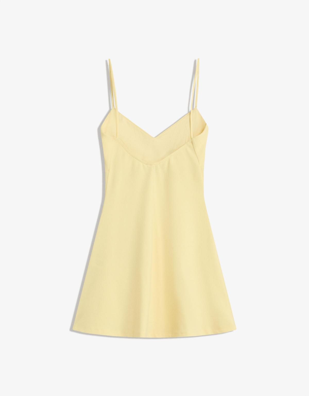버쉬카 라이트옐로우 슬림핏 스트랩 미니 원피스 5638/187 YELLOW - 상세 이미지 5