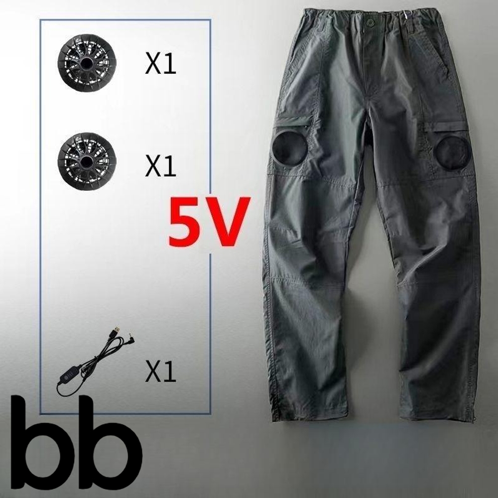 선풍기바지 쿨링 캐주얼 냉장고 팬츠 쿨링팬츠 건빵바지 냉각 남성 작업복 카고 그레이 롱 L - 상품 이미지