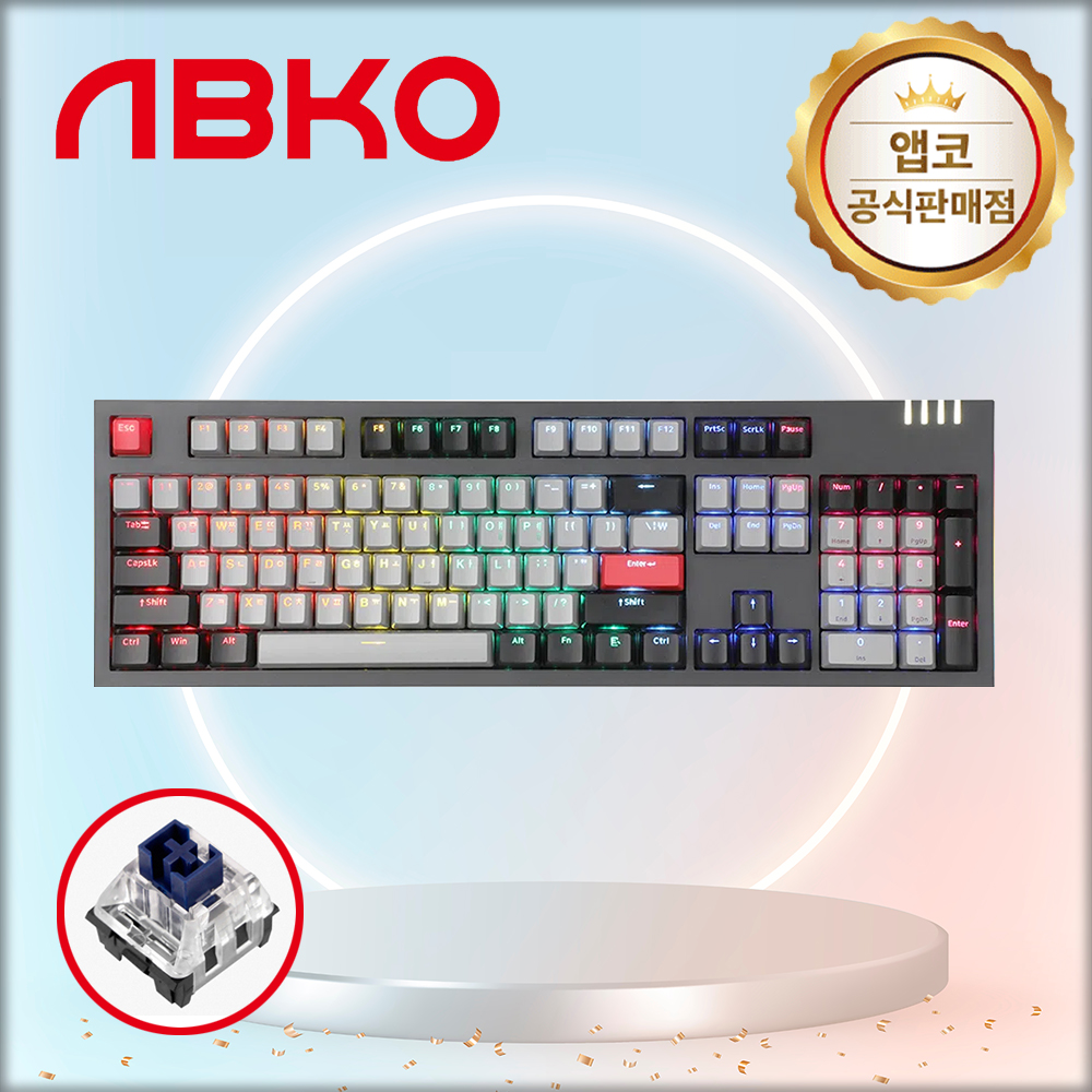 앱코 K660P 프리미엄 카일광축 무빙 LED 게이밍 기계식 키보드 다크그레이, 클릭, 40g
