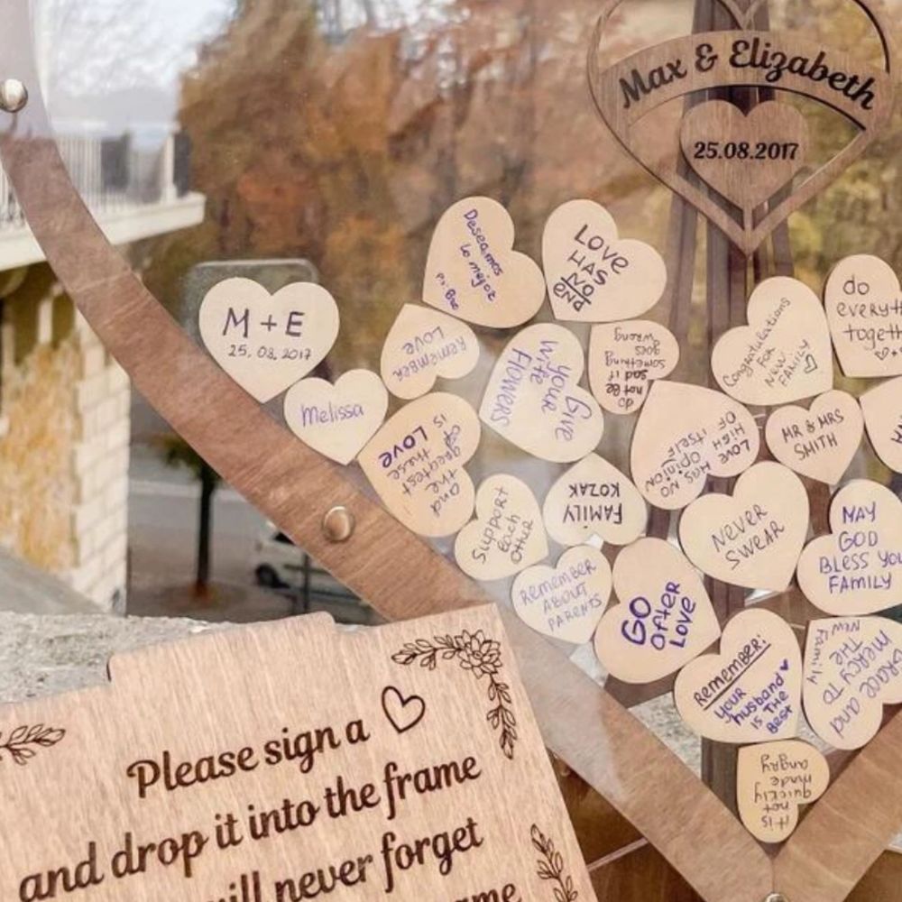 우드방명록 나무 우드 방명록 결혼방명록 하트 결혼식 사인 A. 하트 30개 3128cm - 상세 이미지 5