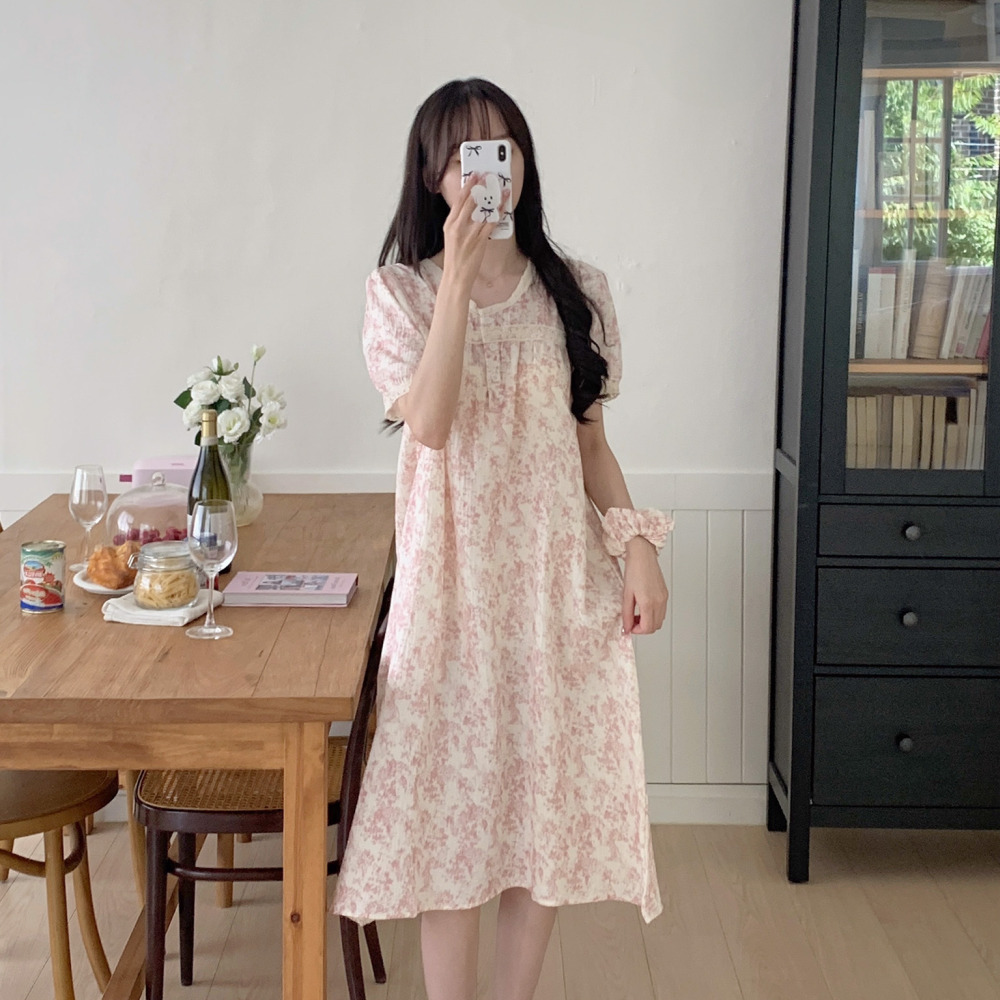 요루면잠옷 여름원피스잠옷 실내복 뜨왈 순면 반팔 홈웨어 이미지 7
