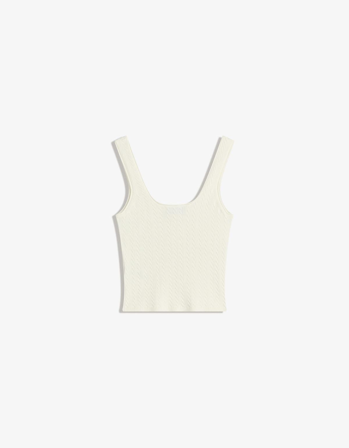버쉬카 아이보리 케이블 니트 민소매 크롭탑 8744/623 CREAM - 상세 이미지 2
