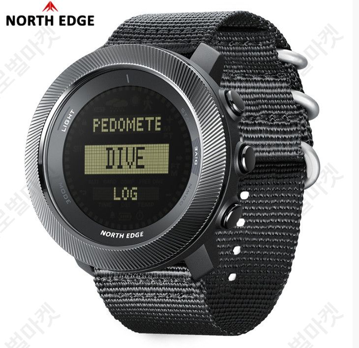 NORTH EDGE 잠수 손목시계 남성 방수 다기능 자유 잠수 시계 타이머 지시 바늘 기압 고도계 화이트 - 상세 이미지 5