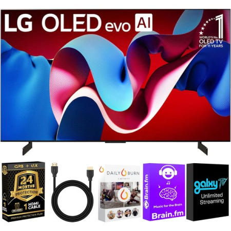 [해외]LG OLED48C4PUA OLED C4 48인치 HDR 4K 스마트 TV 144Hz 주사율 + UAX HDMI 2.0 케이블 Alexa 포함 24개월 보호 및 스트 42