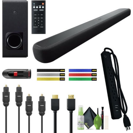 [해외]무선 서브우퍼가 내장된 Yamaha 오디오 YAS 209BL 사운드 바, 알렉사, Wi-Fi 및 블루투스, 2.1채널 바 시스템, 32GB USB가 포함된 TV 번들용 가상