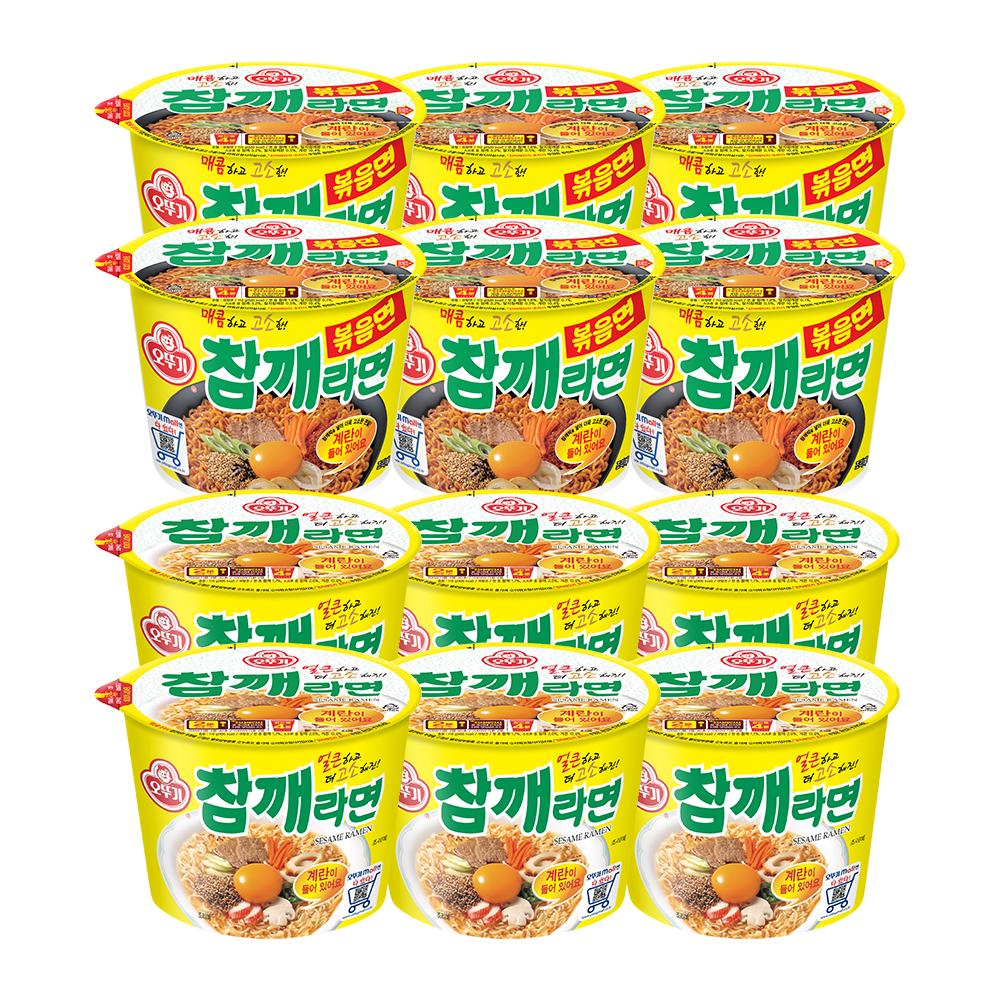 오뚜기 참깨라면 볶음면 용기 컵라면 6개+참깨라면 용기 컵라면 6개 - 메인 이미지