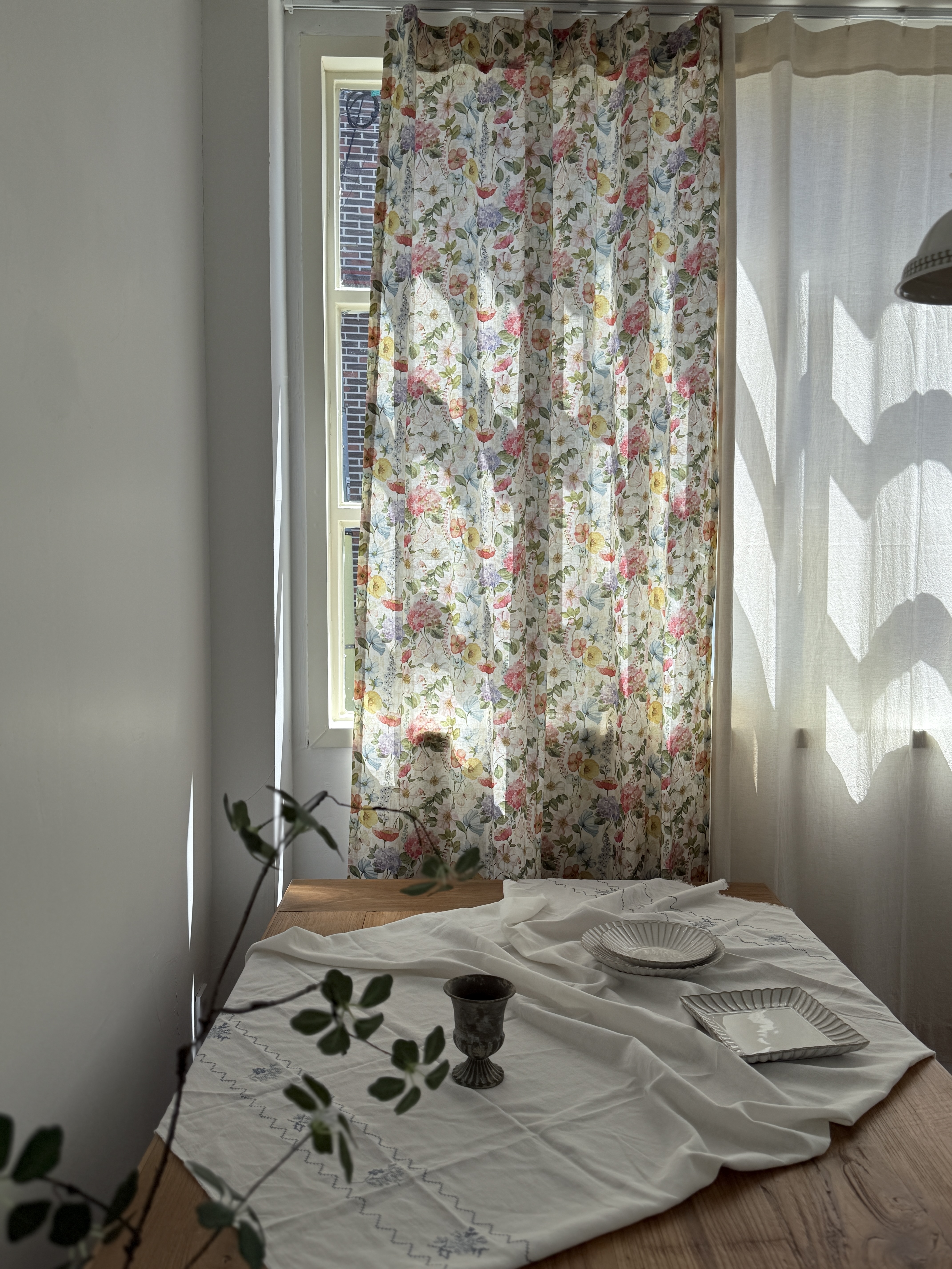 바이아미 몬 플라워 빈티지 프린트 린넨 나염 커튼 맞춤제작