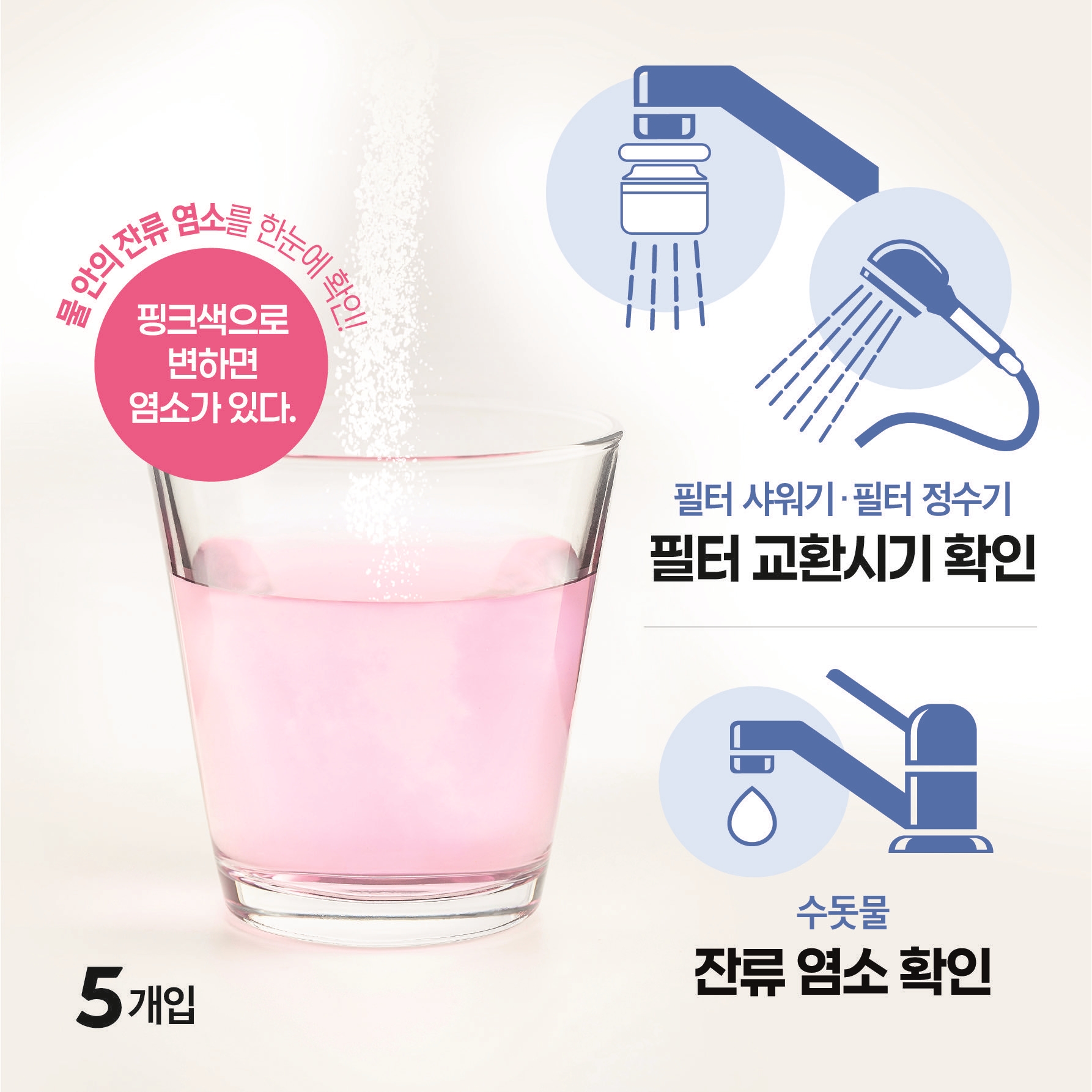 워터체커 (잔류염소측정시약)  5회분, 일본제품 DPD NO.1 골드, 필터정수기 필터샤워기 교체시기  확인 - 상세 이미지 3