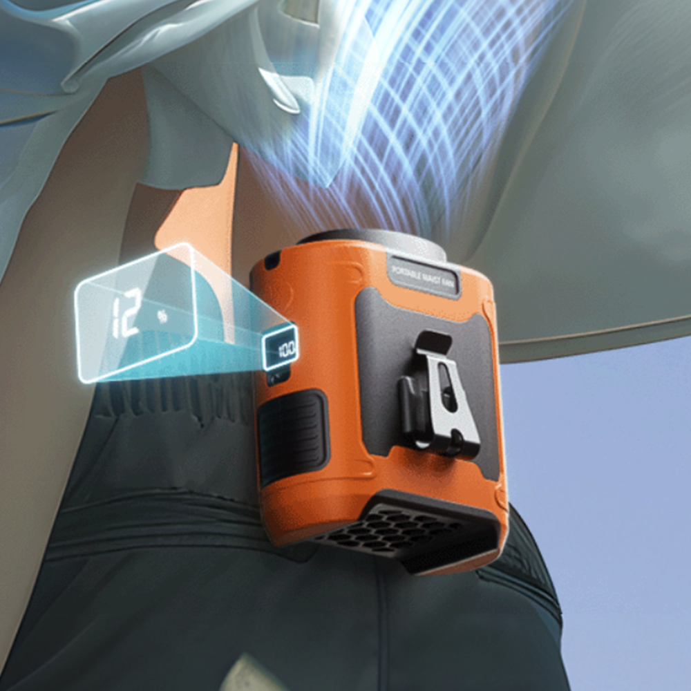 휴대용 허리 밴드 선풍기 오렌지 14500mAh - 상세 이미지 2