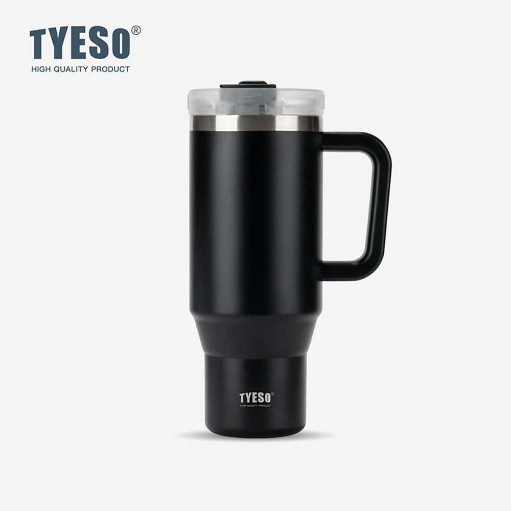 대용량 텀블러 보온 보냉텀블러 차량용 손잡이텀블러 컵 여학생 tyeso 1.2L, 블랙 - 메인 이미지