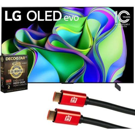 [해외]LG OLED48C3PUA OLED evo C3 48인치 HDR 4K 스마트 TV 2023 번들, 데코 기어 HDMI 2.0 케이블, 순수 구리 도체 x2 및 CPS 42