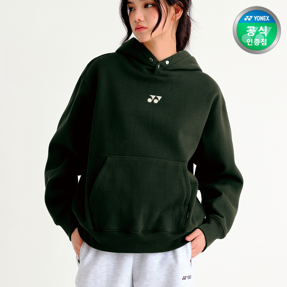 요넥스 253TH001U 배드민턴 오버핏 기모후드 남녀공용 데일리웨어 다크카키 - 상품 이미지