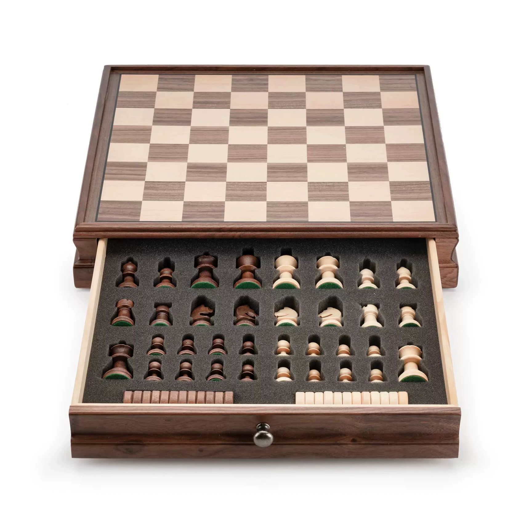 체스보드 원목체스판 세트 클래식 선물용 가이드북 내추럴 월넛 38x38 7.6cm 2개 - 상세 이미지 3