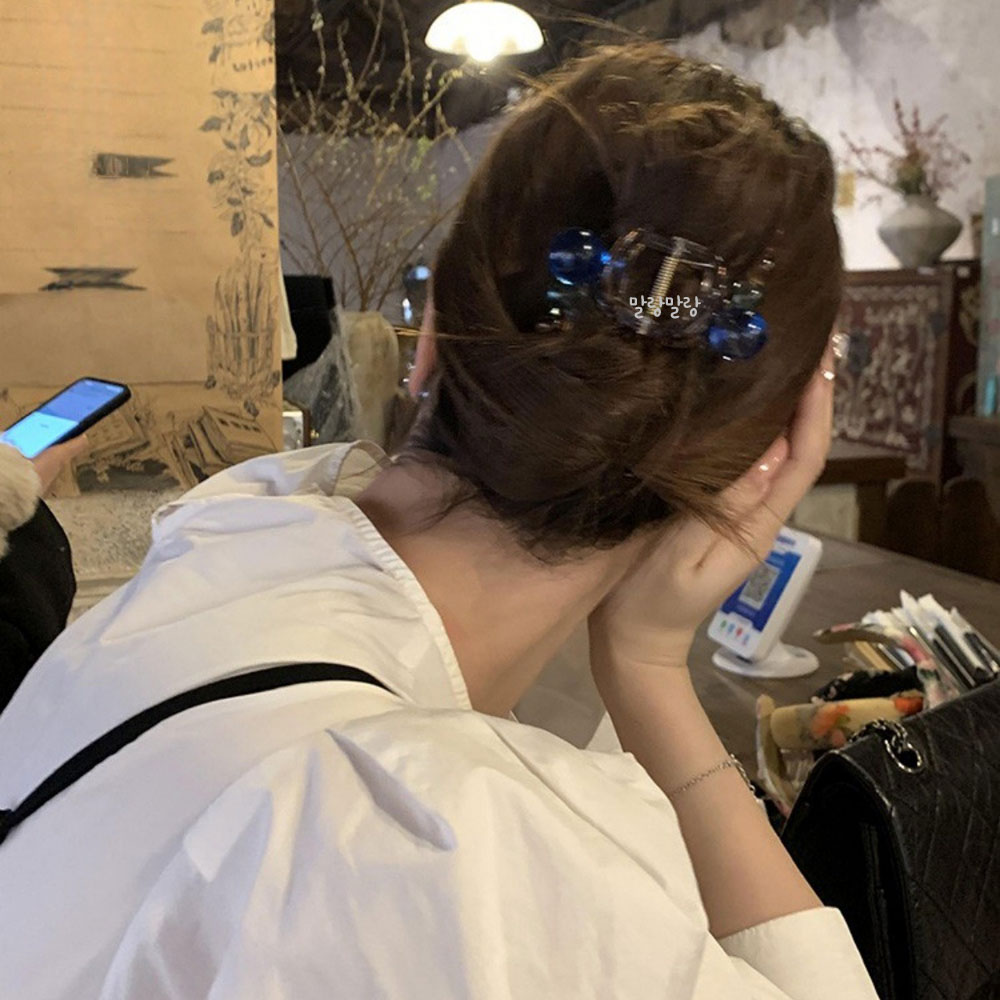 컬러 구슬 투명집게핀 반묶음 머리삔 귀여운 반머리헤어핀 이미지 7