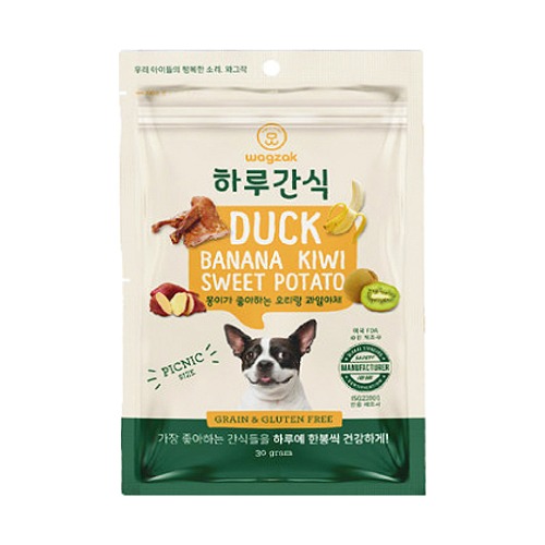 와그작 하루간식 오리랑 과일야채 30g x 14개입 강아지 반려견 저온건조 간식 - 메인 이미지