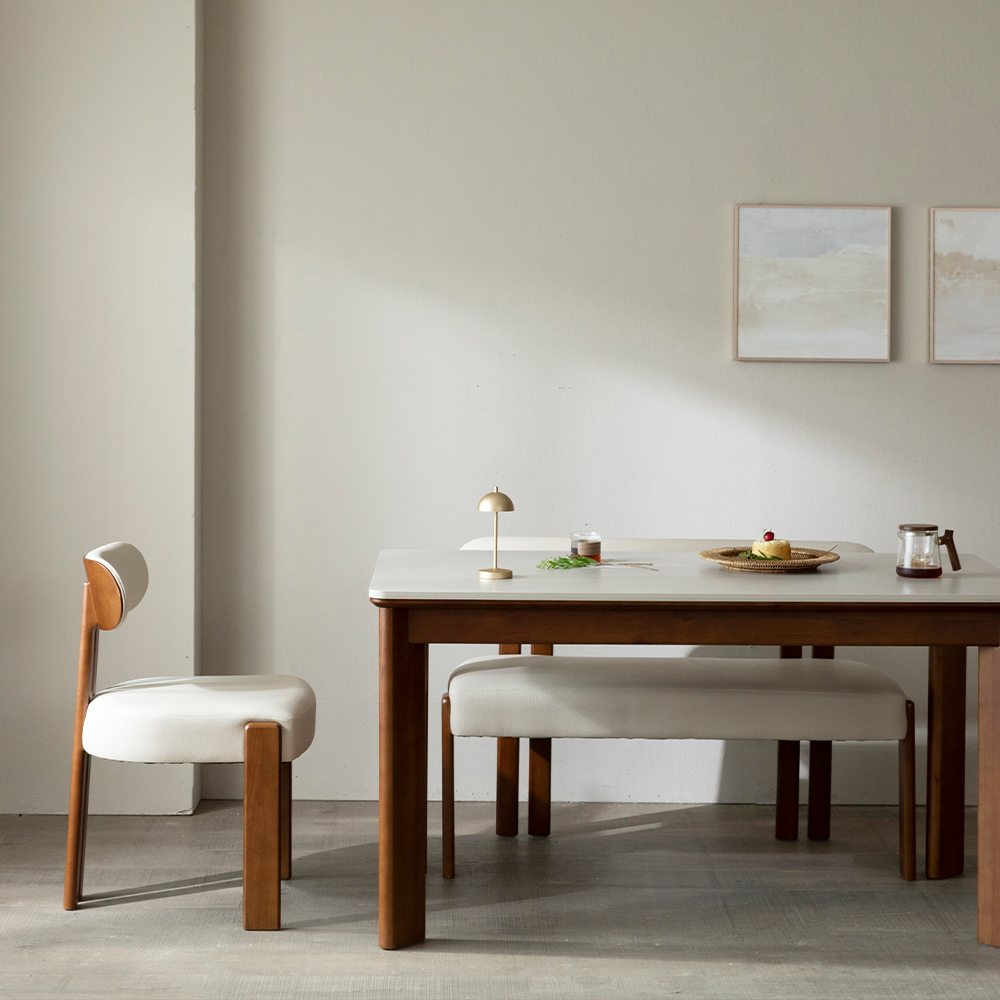 [4인 식탁 1400] 미코하임 루아스 원목 18T 양면 포세린 세라믹 카페 식탁 테이블 1400mm, 월넛