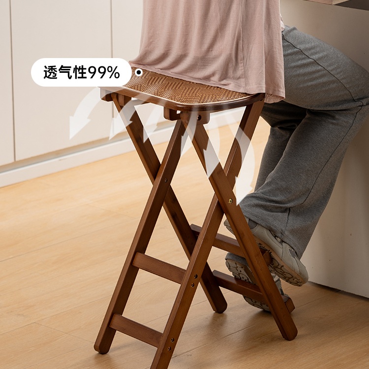 접이식라탄스툴 캠핑바체어 주방디자인보조의자 일반 브라운 매트 - 상세 이미지 5