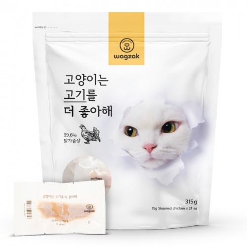 와그작 고양이는 고기를 더 좋아해 21p (닭가슴살) 강아지 반려묘 원물 통살 간식 - 메인 이미지