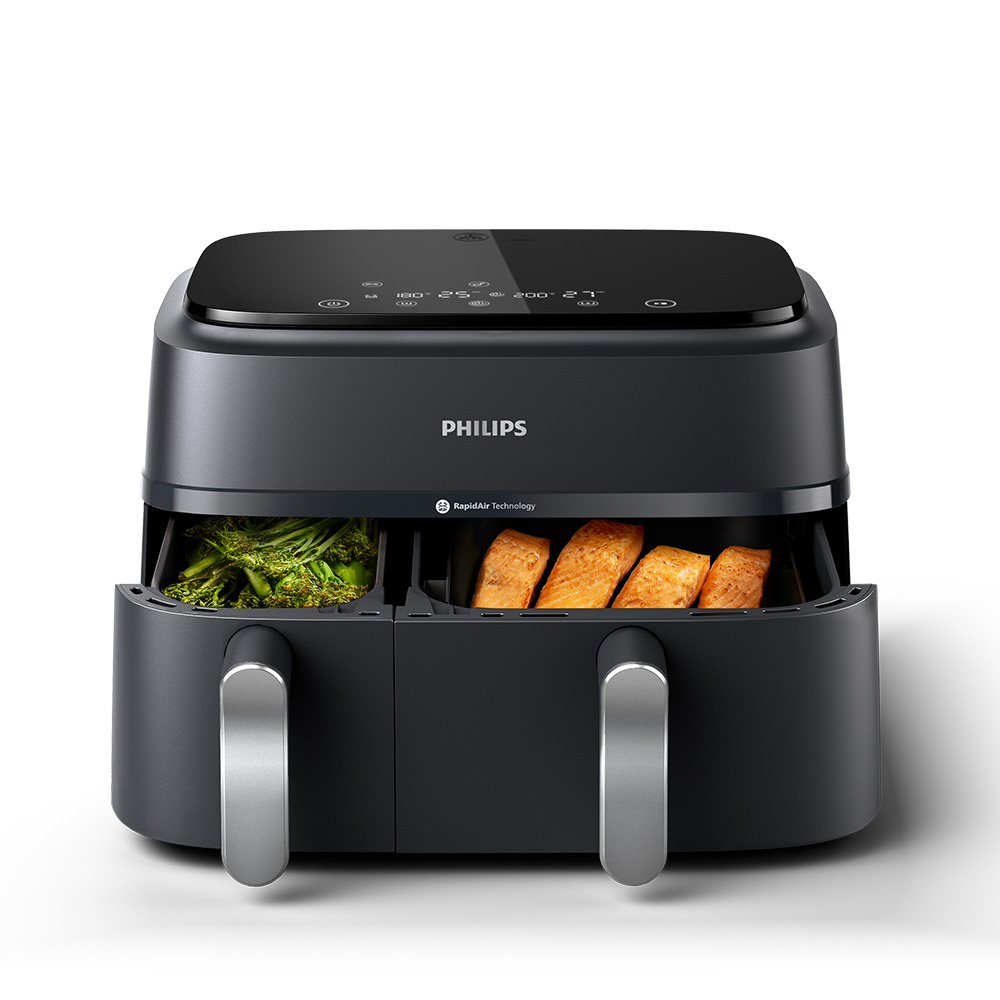 필립스 3000시리즈 듀얼바스켓 에어프라이어 9L NA351/00 블랙