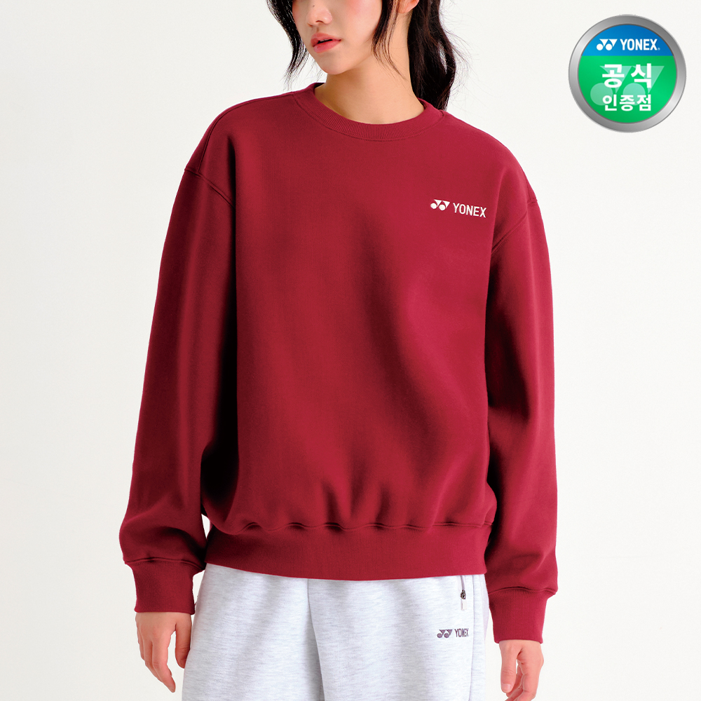 요넥스 253TL004U 배드민턴 오버핏 맨투맨 남녀공용 데일리웨어 버건디 - 상품 이미지