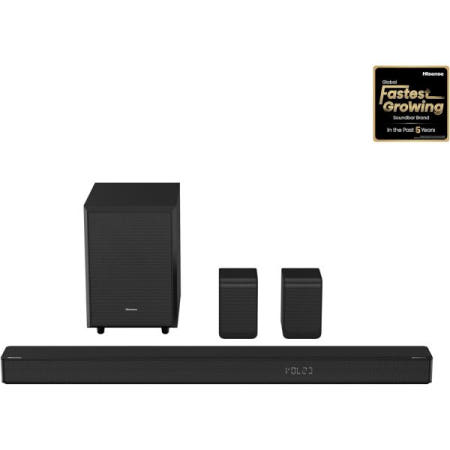 [해외]Hisense AX5125H 5.1.2무선 서브우퍼, 500W, 돌비 애트모스, 블루투스 5.3, 이지플레이, 4K HDMI 패스스루, Roku TV 지원, DTS:X, H