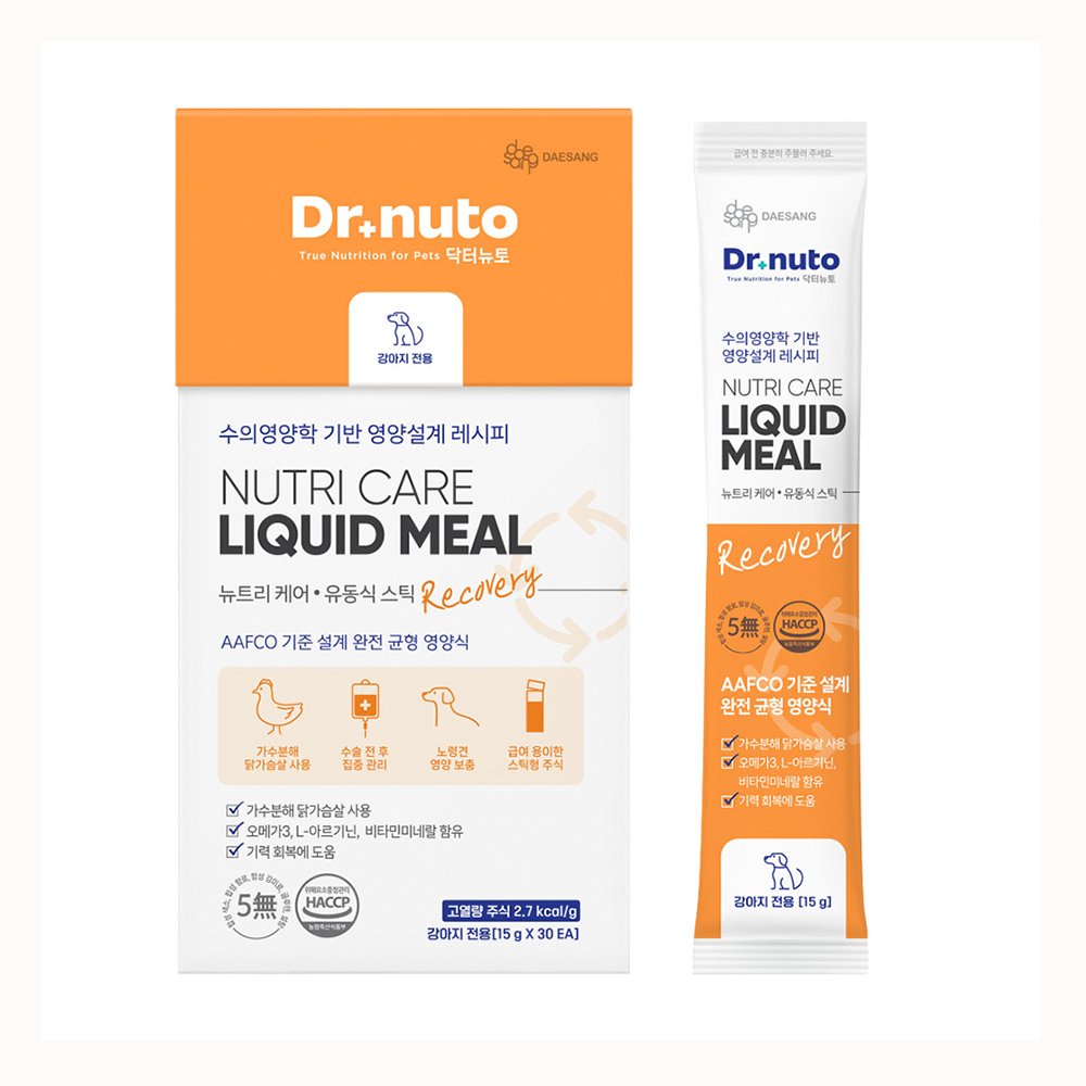 닥터뉴토 강아지 닭죽 뉴트리케어 유동식 스틱 15g x 30개 노령견 회복 주식 영양관리 - 상품 이미지