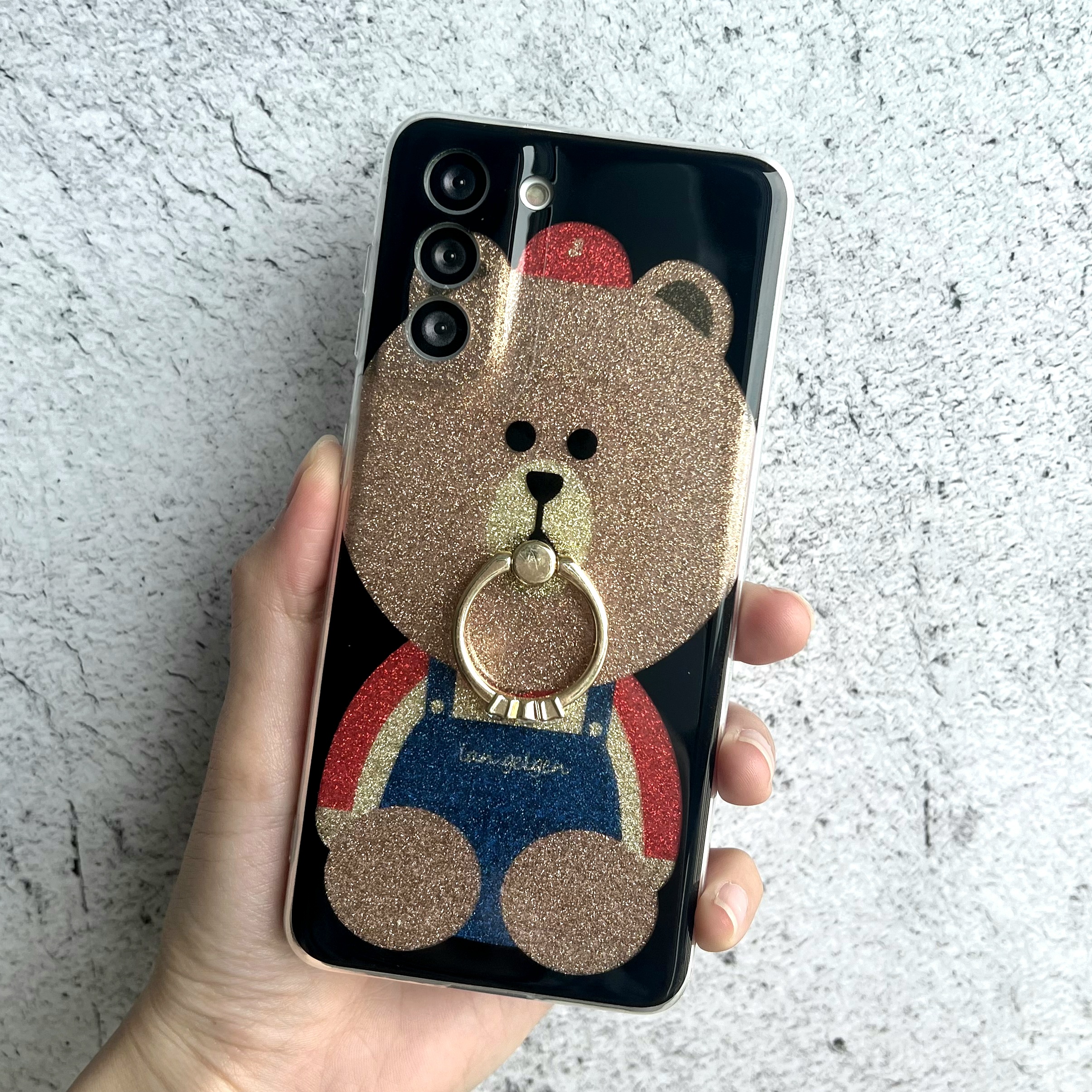 범퍼 케이스 스트랩 젤리 실리콘 슬림 카메라보호 풀커버 명품 곰돌이 멜빵, 갤럭시S21 - 상품 이미지