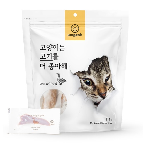 와그작 고양이는 고기를 더 좋아해 21p (오리가슴살) 강아지 반려묘 원물 통살 간식 - 메인 이미지