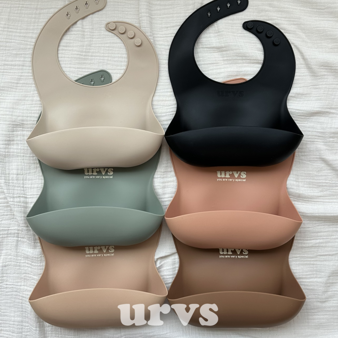 urvs 이유식 턱받이 실리콘빕 아기턱받이 이유식빕 자기주도턱받이 (Renewal)