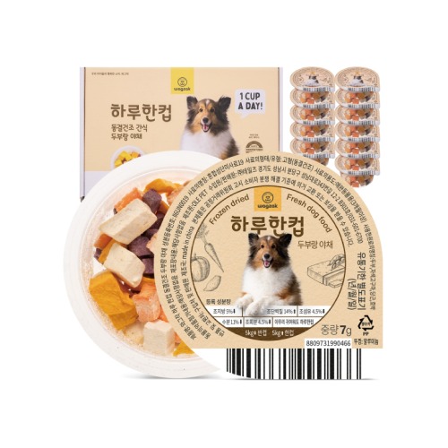 와그작 동결건조 강아지 반려견 다이어트 간식 하루한컵 두부랑 야채 7g x 12개 - 메인 이미지